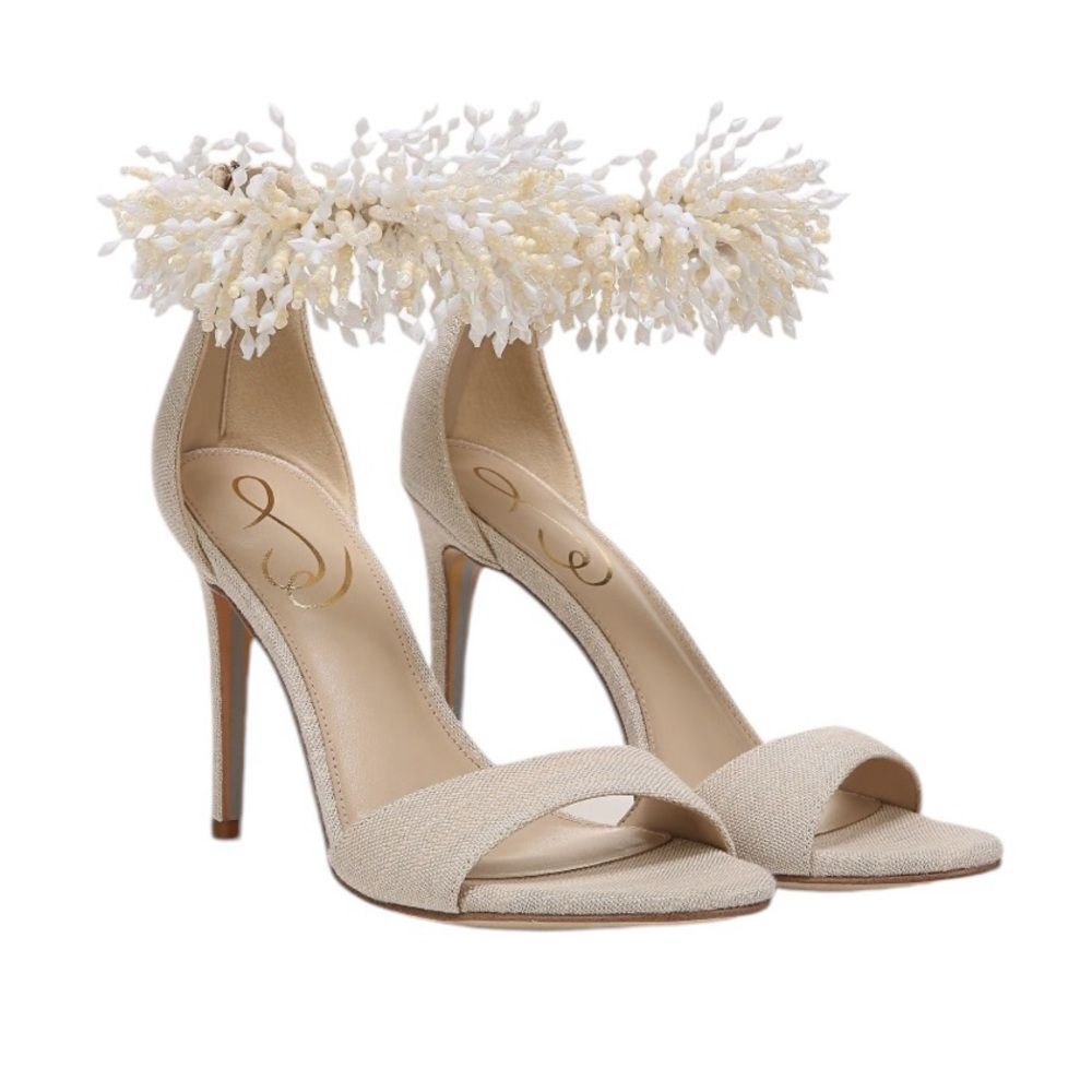 NWT SAM EDELMAN GILLIE ANKLE STRAP SANDAL HEELS WOMENS SIZE 7/8/9 *SPARKLY* - Picture 9 of 10